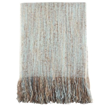 SARO LIFESTYLE SARO TH125.A5060 Faux Mohair Throw  Aqua TH125.A5060